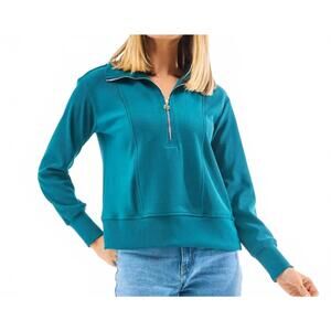 NEW MARY SQUARE ophelia half zip top in aqua blue
